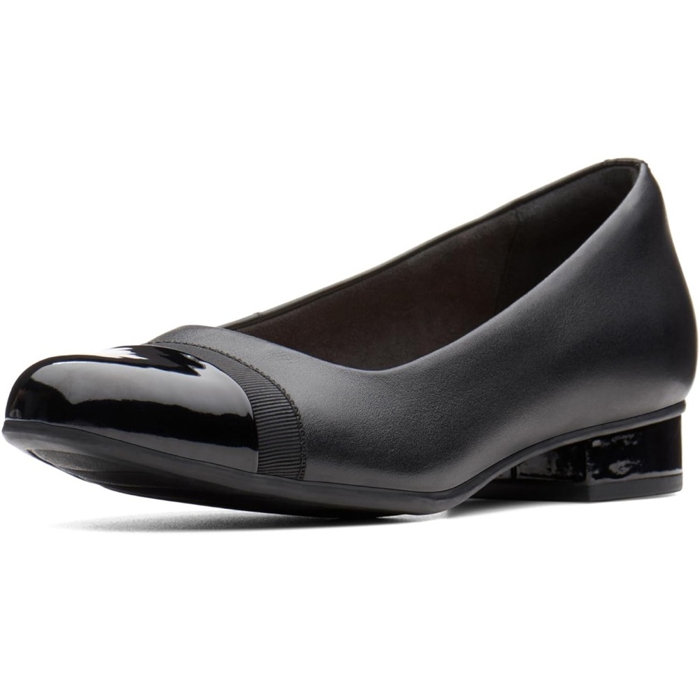 NIB Clarks Women's Ashland Bubble Loafers Black Leather 1" Heel Comfy Sz 8 Wide
